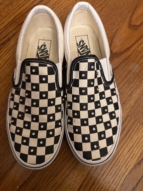 Black and white vans with rhinestones